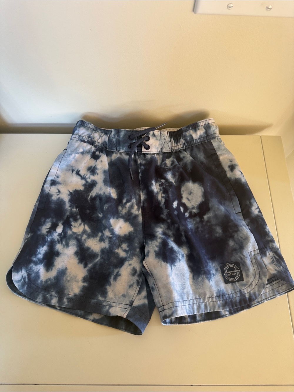 Kids Abercrombie & Fitch Navy and White Tie-Dye Swim Trunks